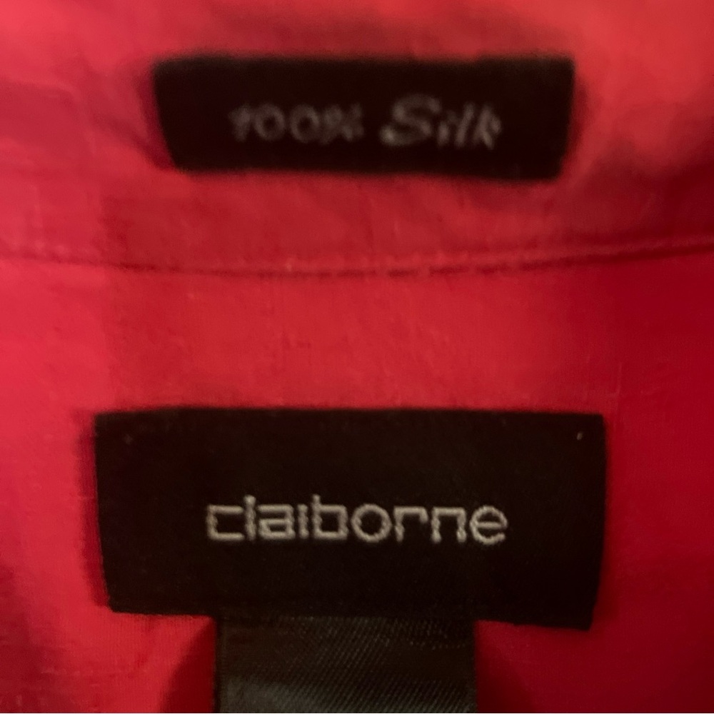 Claiborne Red Silk Casual Button Down Shirt